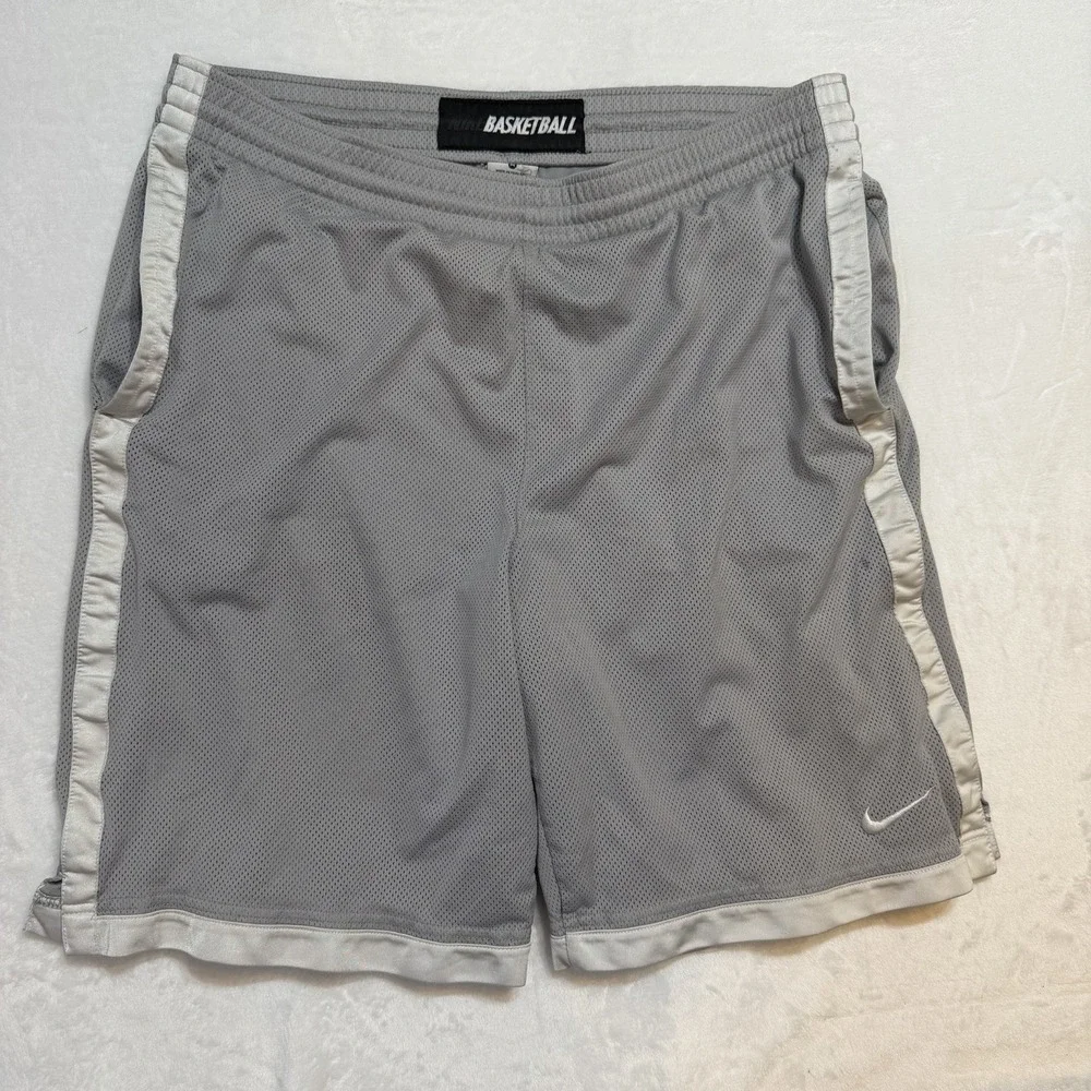 Vintage Nike Swoosh Basketball Shorts Mens M Medium Gray Mesh Baggy Y2K Boxing
